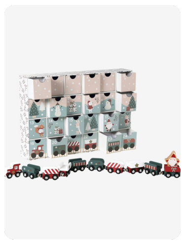 Kinder Adventskalender mit Spielzeug aus Holz FSC® - rot weihnachtsexpress